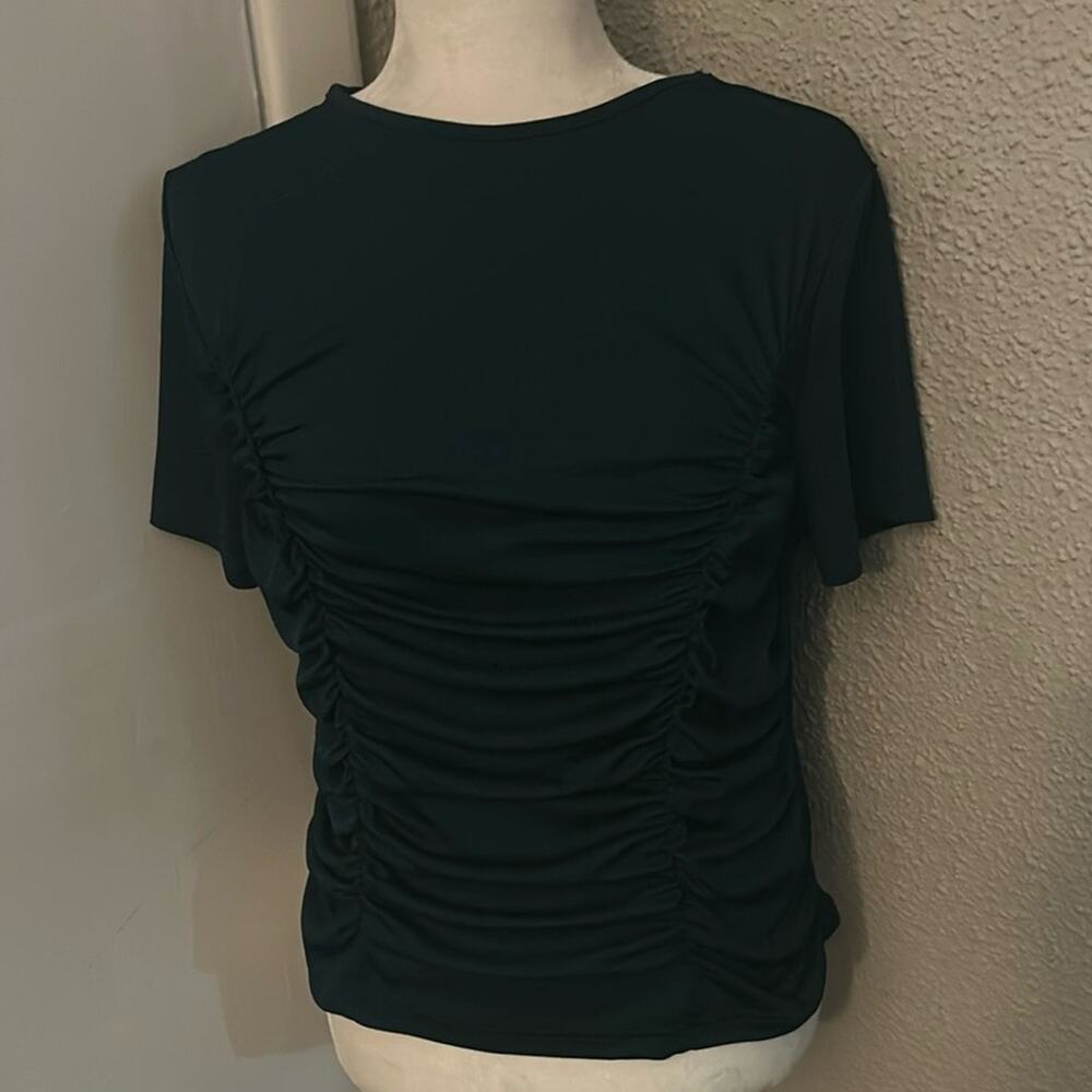 SHEIN Green Ruched Front Short Sleeve Crewneck Top XL Corporate Siren Casual